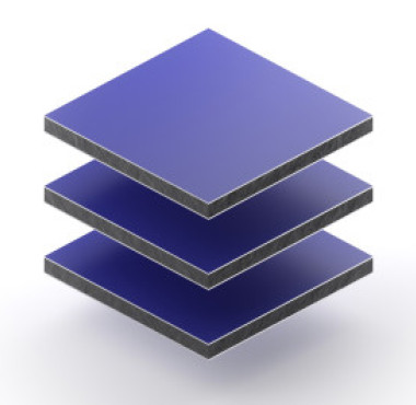 Aluminium sandwichpaneel van 3 mm in blauw RAL 5002 met matte en glanzende zijde