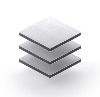 Aluminium sandwichpaneel van 3 mm in zilver RAL 9006 met matte en glanzende zijde