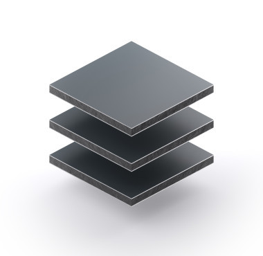 Aluminium sandwichpaneel van 3 mm in grijs RAL 7016 met matte en glanzende zijde
