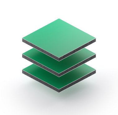 Aluminium sandwichpaneel van 3 mm in groen RAL 6024 met matte en glanzende zijde