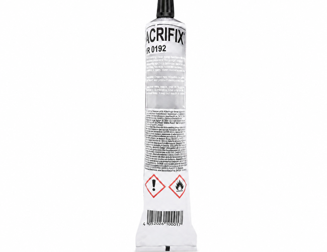 Tube Acrifix 0192 lijm van 100 gram voor het verlijmen van PMMA, acrylaat en Perspex® plexiglasAcrifix® 1R 192 lijm 100 gram voor Perspex® plexiglas en PMMA. Geschikt voor sterke, transparante lijmverbindingen. Gratis afhalen in Almere mogelijk.