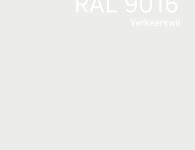 Witte HPL structuur plaat RAL 9016 op maat gezaagd