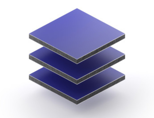 Aluminium sandwichpaneel van 3 mm in blauw RAL 5002 met matte en glanzende zijde