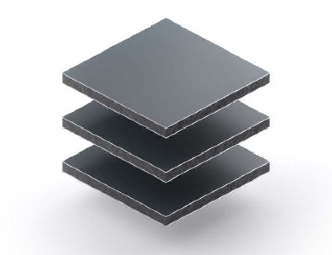 Aluminium sandwichpaneel van 3 mm in grijs RAL 7016 met matte en glanzende zijde