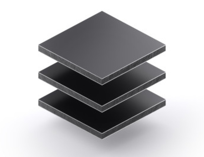 Aluminium sandwichpaneel van 3 mm in zwart RAL 9005 met matte en glanzende zijde