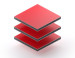 Aluminium sandwichpaneel van 3 mm in rood RAL 3020 met matte en glanzende zijde